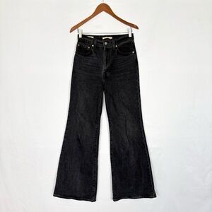 Levis Ribcage Bell Bottom Jeans Size 27 Flare Black Womens